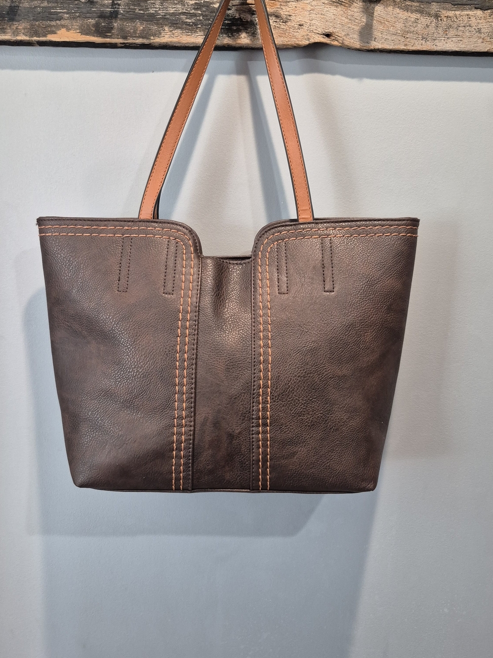 Montana West Coffee Brown Vegan Leather Hobo Tote Bag